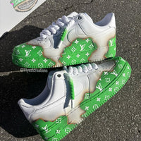 Custom Hand Painted Green Air Force 1 Sneakers