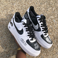Hand Painted Black & White Custom Air Force 1 Sneakers