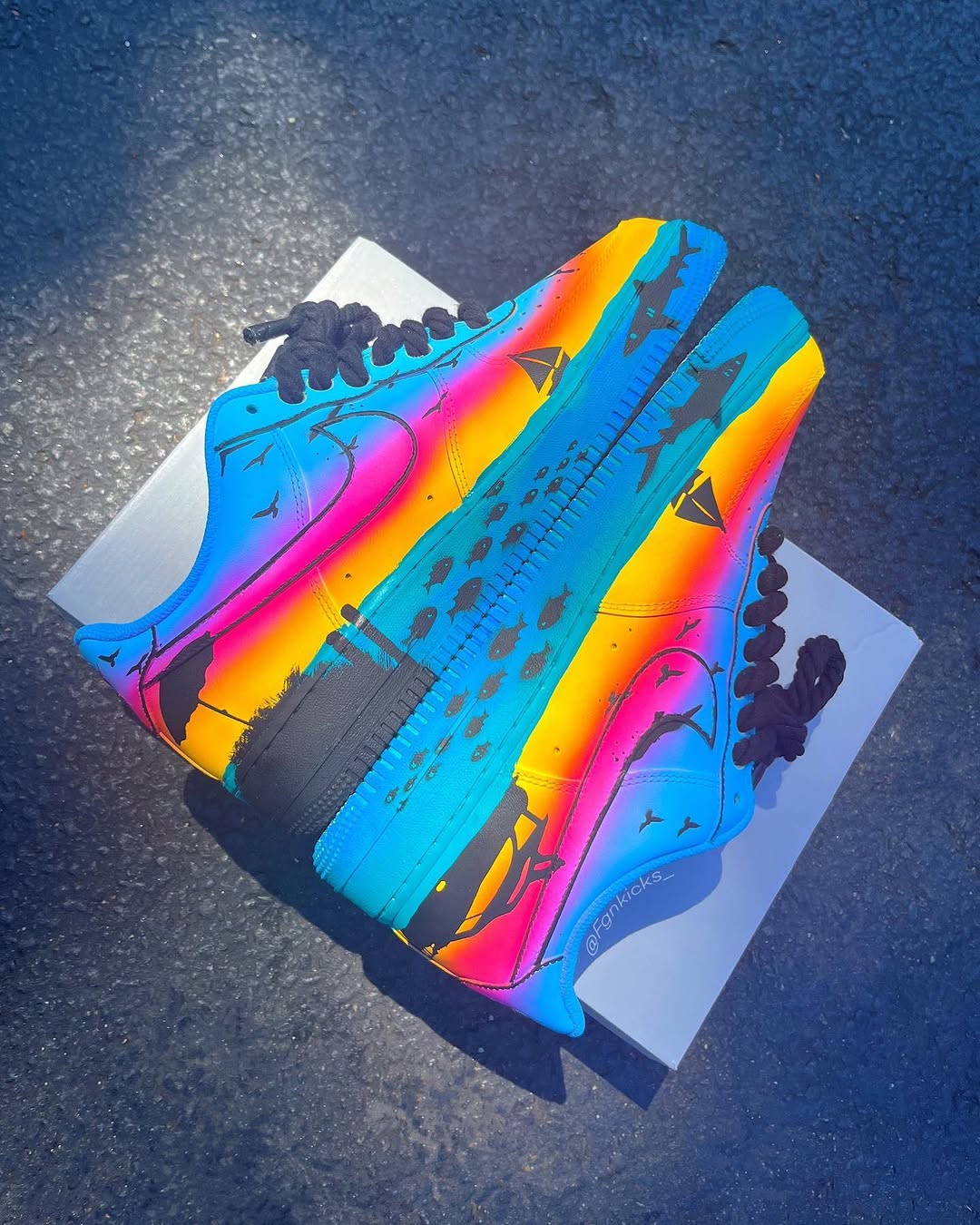 Hand Painted Beach Sunset Custom Air Force 1 Sneakers
