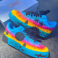 Hand Painted Beach Sunset Custom Air Force 1 Sneakers