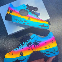 Hand Painted Beach Sunset Custom Air Force 1 Sneakers