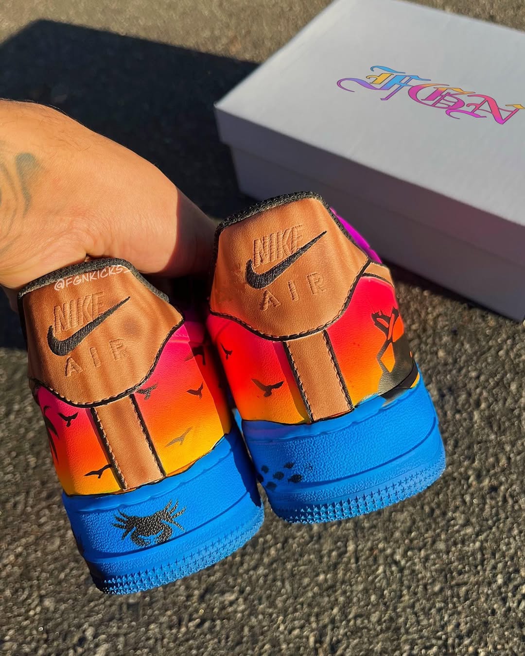 Hand Painted Sunset Beach Custom Air Force 1 Sneakers