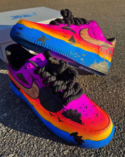 Hand Painted Sunset Beach Custom Air Force 1 Sneakers