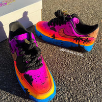 Hand Painted Sunset Beach Custom Air Force 1 Sneakers