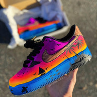 Hand Painted Sunset Beach Custom Air Force 1 Sneakers