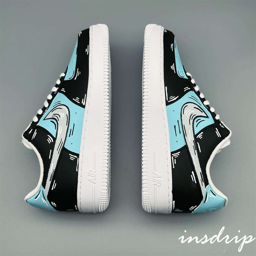 Black Blue Cartoon Custom Air Force 1
