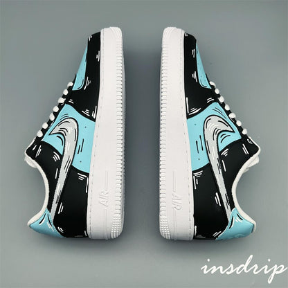Black Blue Cartoon Custom Air Force 1