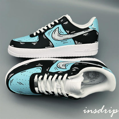 Black Blue Cartoon Custom Air Force 1