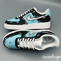 Black Blue Cartoon Custom Air Force 1