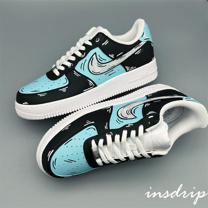 Black Blue Cartoon Custom Air Force 1