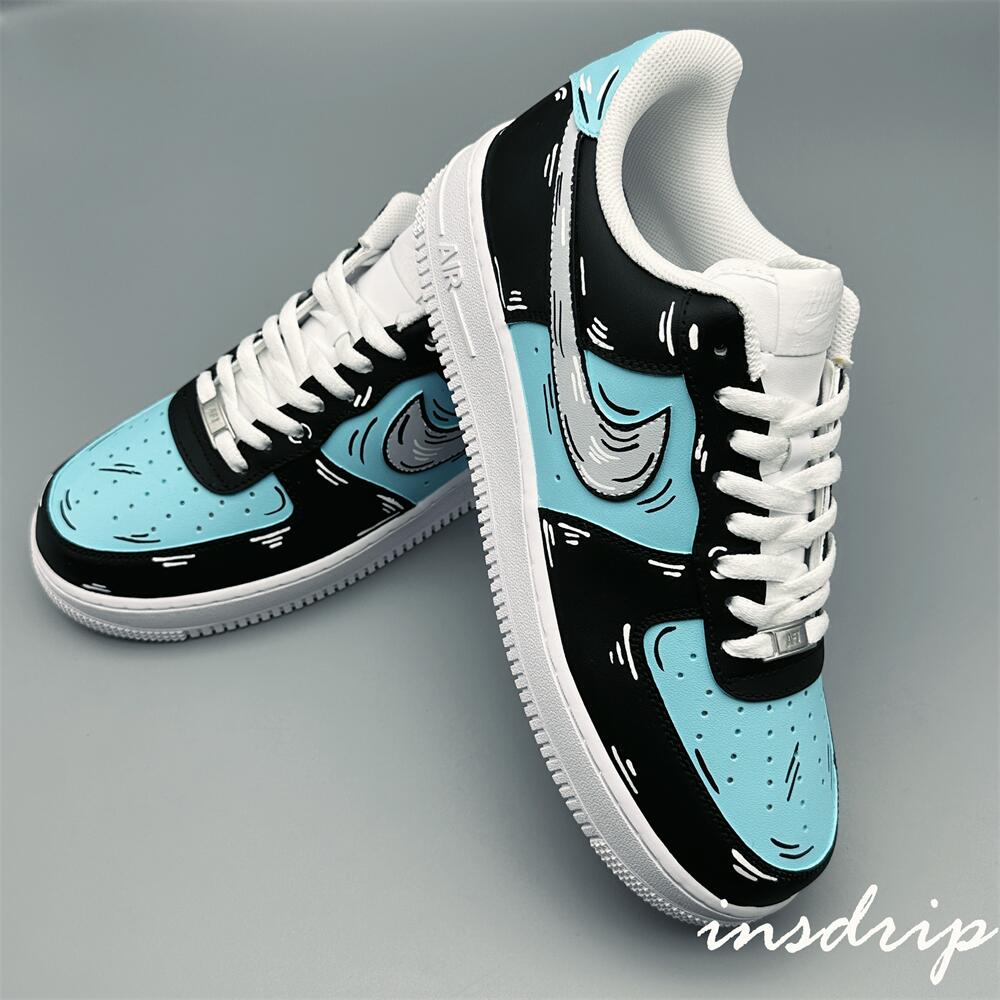 Black Blue Cartoon Custom Air Force 1