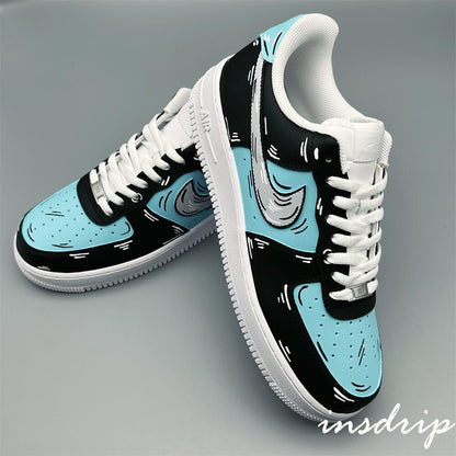 Black Blue Cartoon Custom Air Force 1