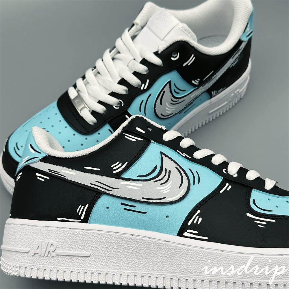 Black Blue Cartoon Custom Air Force 1
