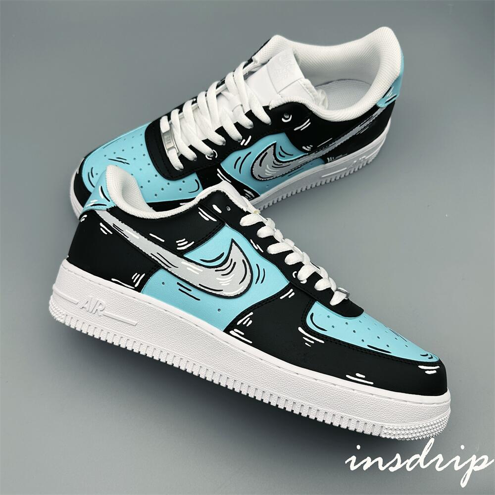 Black Blue Cartoon Custom Air Force 1