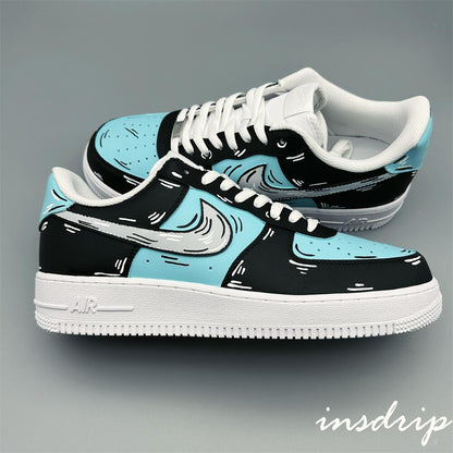 Black Blue Cartoon Custom Air Force 1