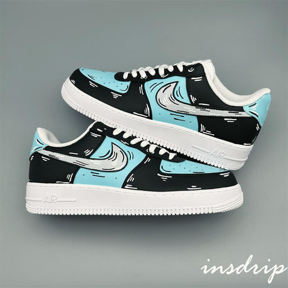 Black Blue Cartoon Custom Air Force 1