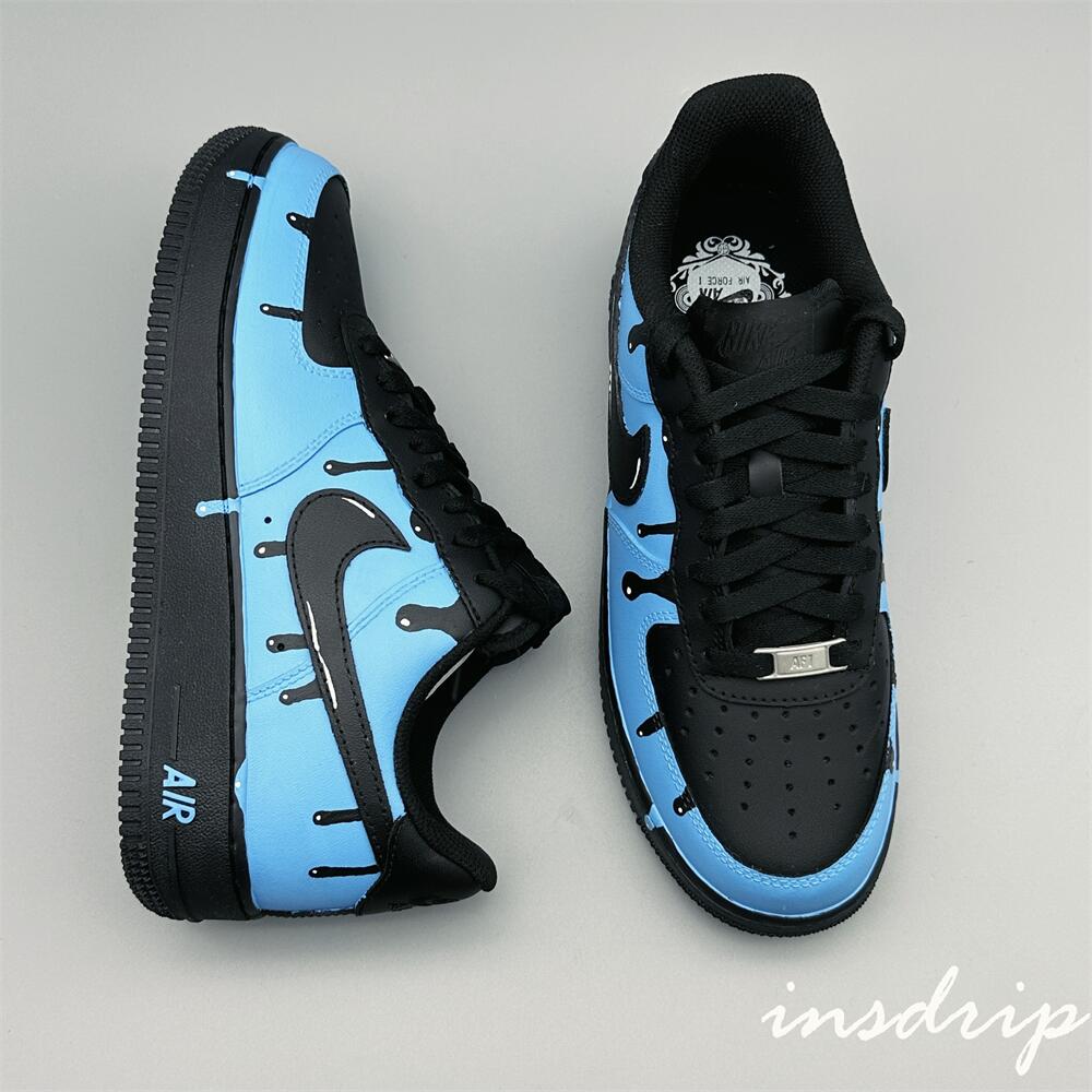 Blue Black Drip Custom Air Force 1