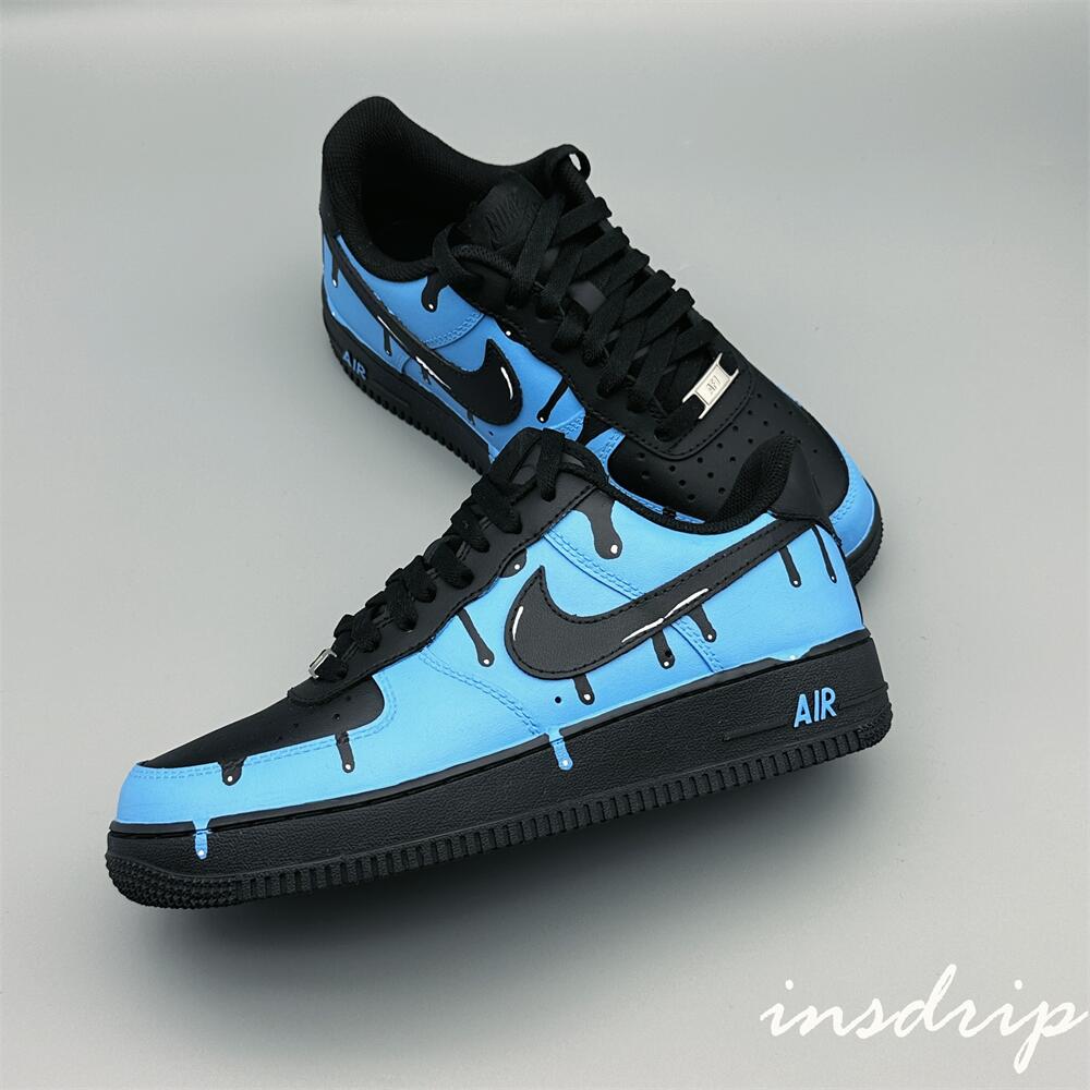 Blue Black Drip Custom Air Force 1