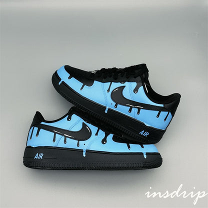 Blue Black Drip Custom Air Force 1