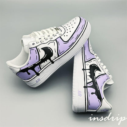 Purple Cartoon Drip Custom Air Force 1