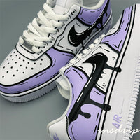 Purple Cartoon Drip Custom Air Force 1