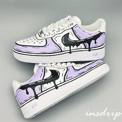 Purple Cartoon Drip Custom Air Force 1