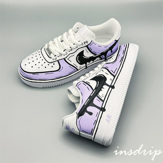 Purple Cartoon Drip Custom Air Force 1