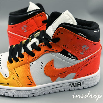Orange Cartoon Drip Custom Air Jordan 1