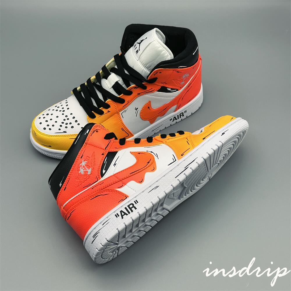 Orange Cartoon Drip Custom Air Jordan 1