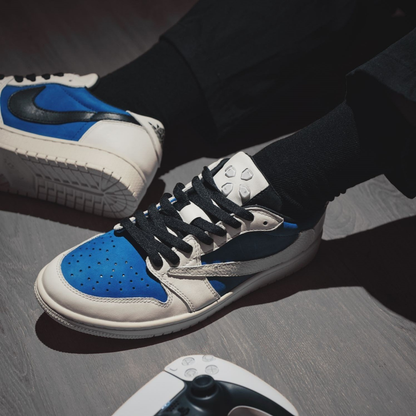 Reversion Swoosh Blue White TS Custom Air Jordan 1 Low