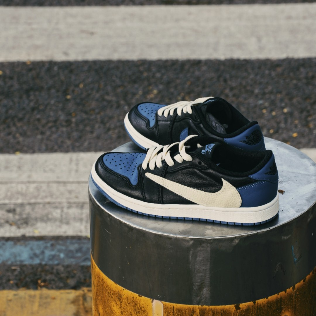 Reversion Swoosh Blue Black White TS Custom Air Jordan 1 Low