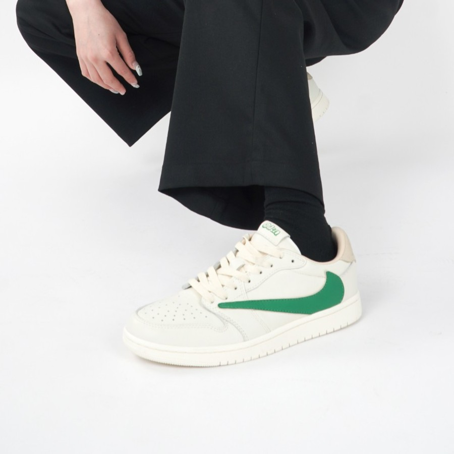 Reversion Swoosh Green White TS Custom Air Jordan 1 Low