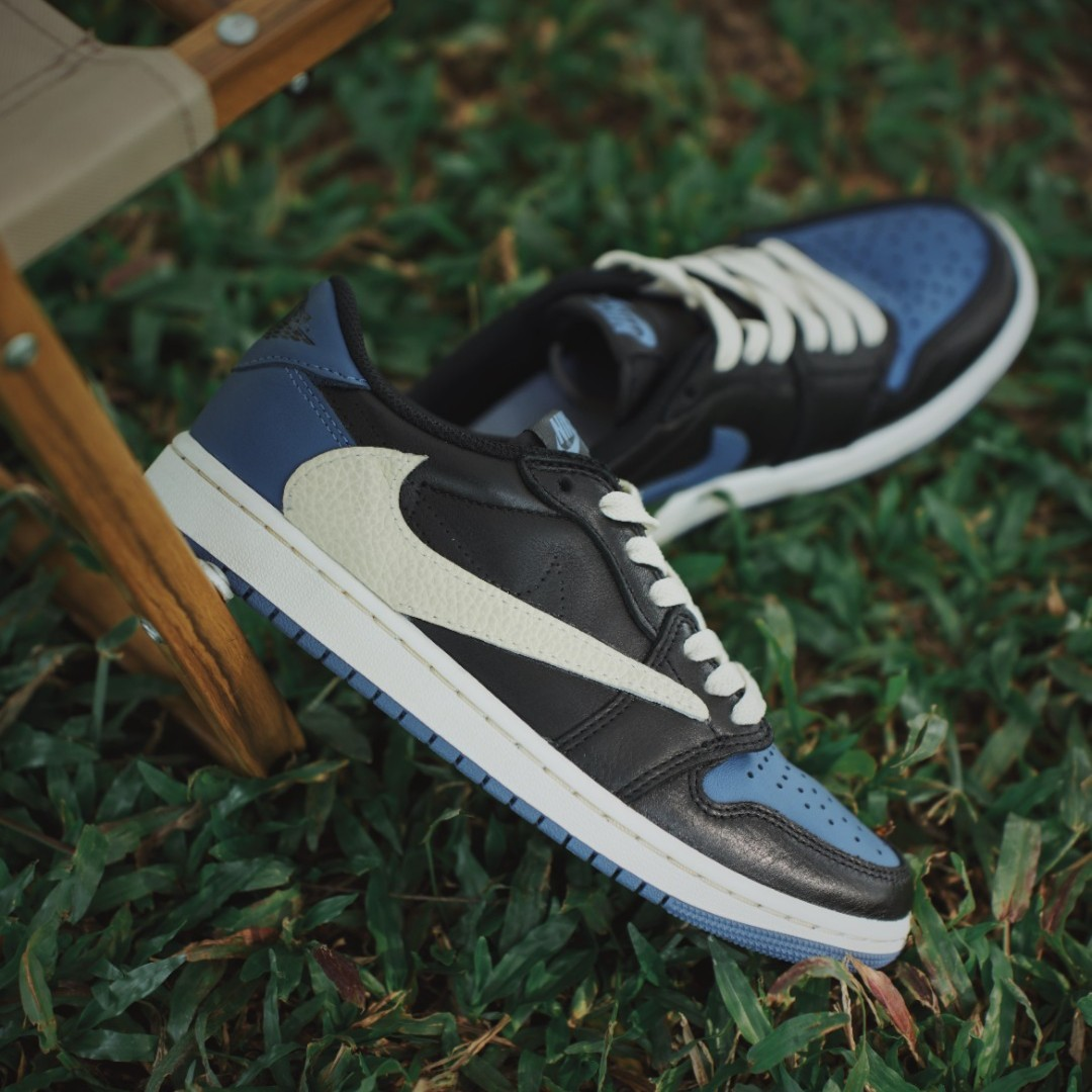 Reversion Swoosh Blue Black White TS Custom Air Jordan 1 Low