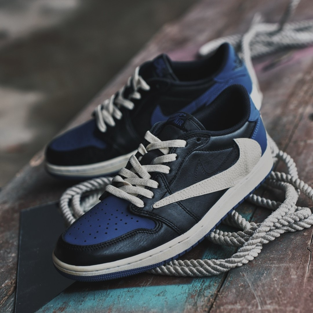 Reversion Swoosh Blue Black White TS Custom Air Jordan 1 Low