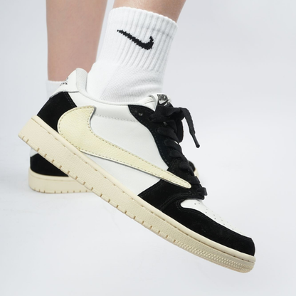 Reversion Swoosh Black White TS Custom Air Jordan 1 Low