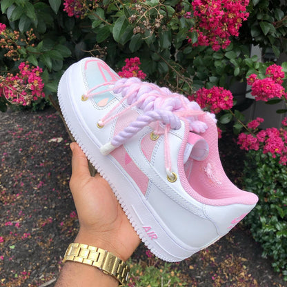 Pink & Purple Hand Painted Custom Air Force 1 Sneakers