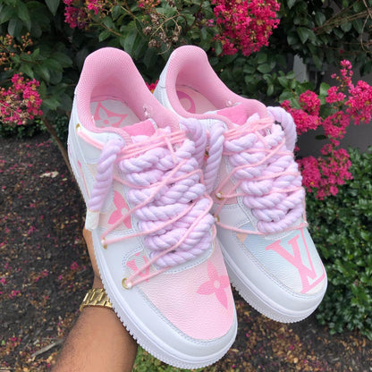 Pink & Purple Hand Painted Custom Air Force 1 Sneakers
