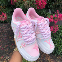 Pink & Purple Hand Painted Custom Air Force 1 Sneakers