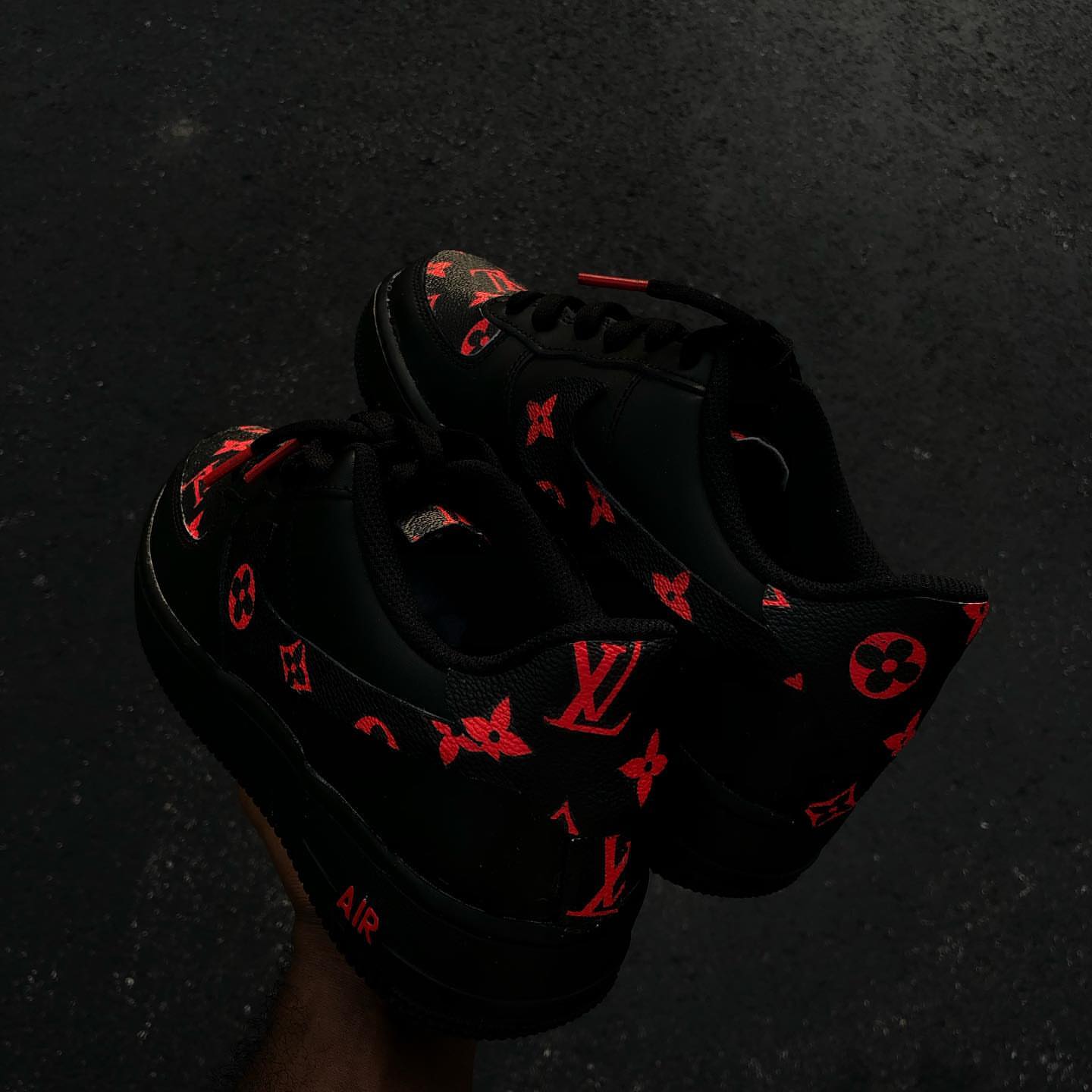 Hand Painted Black Red Custom Air Force 1 Sneakers