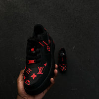 Hand Painted Black Red Custom Air Force 1 Sneakers