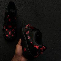Hand Painted Black Red Custom Air Force 1 Sneakers