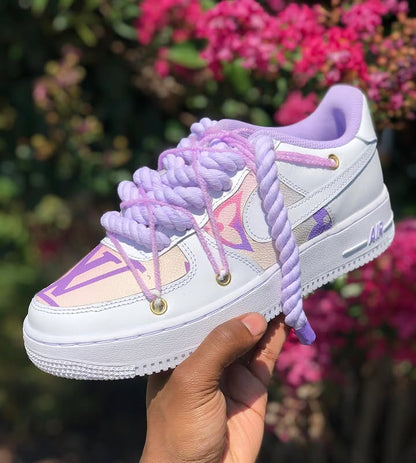 Custom Hand Painted Purple Air Force 1 Sneakers