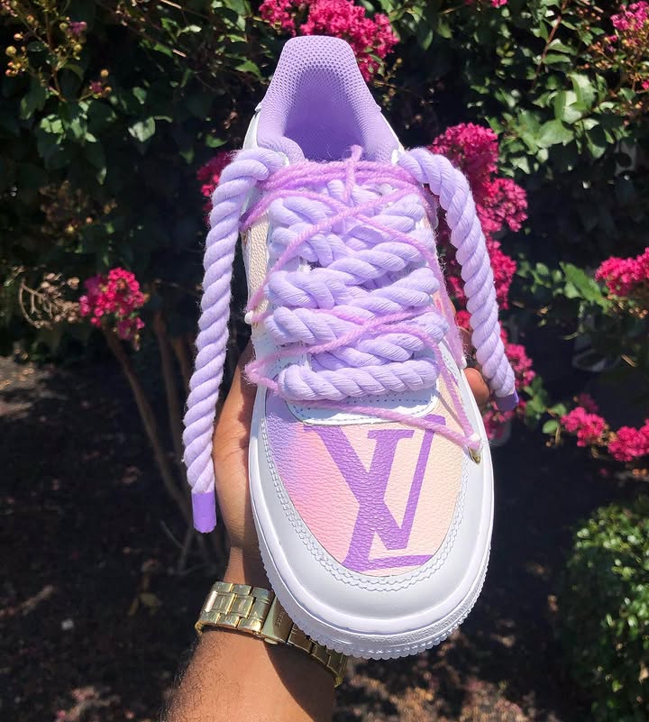 Custom Hand Painted Purple Air Force 1 Sneakers