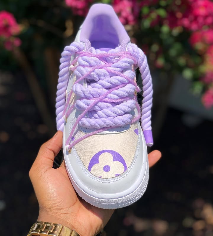 Custom Hand Painted Purple Air Force 1 Sneakers