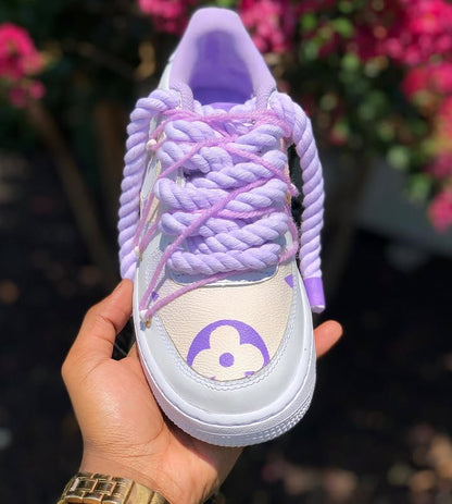 Custom Hand Painted Purple Air Force 1 Sneakers