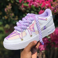 Custom Hand Painted Purple Air Force 1 Sneakers