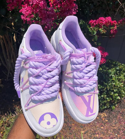 Custom Hand Painted Purple Air Force 1 Sneakers