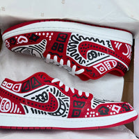 Hand Painted Red Black Graffiti Custom Sneakers