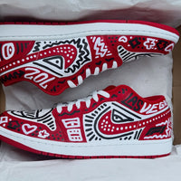 Hand Painted Red Black Graffiti Custom Sneakers