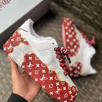 Hand Painted Burgundy Custom Air Force 1 Sneakers